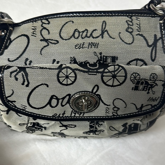 COACH Horse & Carriage Canvas Leather Trim Shoulder Bag Carryall Tote - Picture 8 of 15
